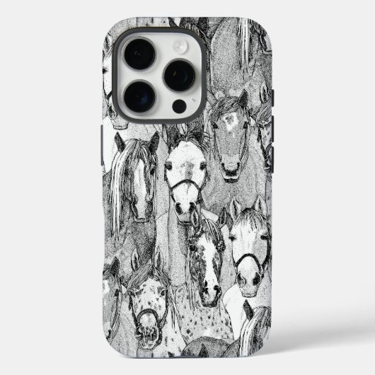 nur Pferde schwarz weiß Case-Mate iPhone Hülle (Rückseite)