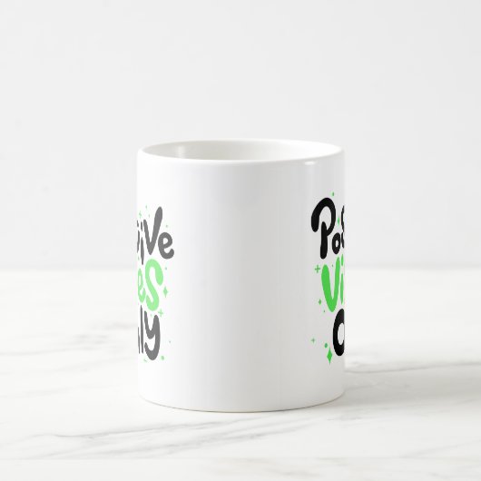 Nur "Positive Vibes", grün und schwarz Kaffeetasse (Mittel)