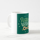 Nur positive Vibes Zitat Kaffeetasse – Ästhetisch (Vorderseite Links)