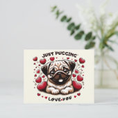 Nur 'Pugging'-Liebe Postkarte (Stehend Vorderseite)