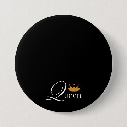 "Nur Queen Vibes: Black Button mit 'Queen' (Vorderseite)
