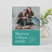 Nur Retro-aquamarines Foto Feiertagskarte (Stehend Vorderseite)