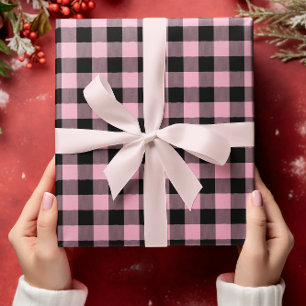 Nur Rosa Chevron Buffalo Kariert Weihnachten Geschenkpapier Set