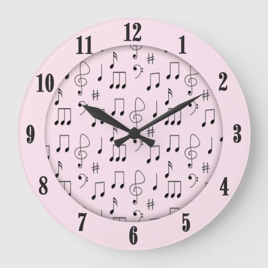 Nur Rosa notiert Große Wanduhr (Vorderseite)