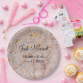 Nur Rosa und Gold Marmor heiraten Pappteller (Party)