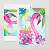 Nur rosa Vibes – Rosa Flamingo Postkarte (Vorne/Hinten)