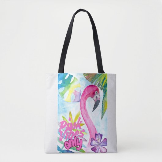 Nur rosa Vibes – Rosa Flamingo Tasche (Vorderseite)
