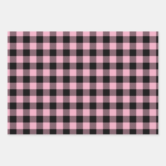 Nur rosa Zickzack Buffalo Karierte Weihnachten Geschenkpapier Set (Vorderseite 2)