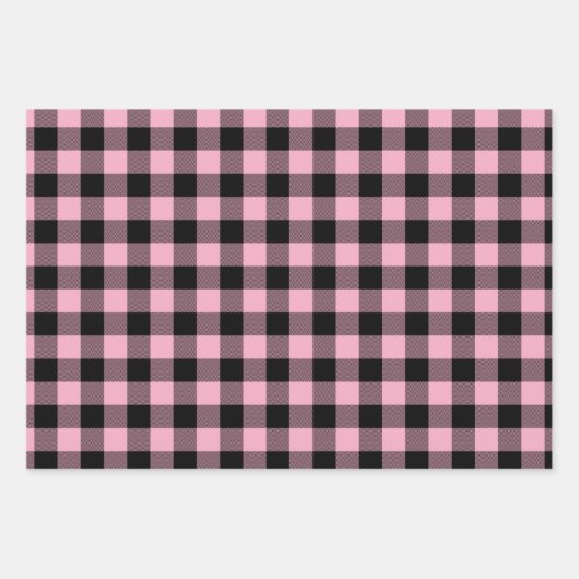 Nur rosa Zickzack Buffalo Karierte Weihnachten Geschenkpapier Set (Vorderseite)