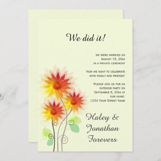 Nur Rot-Gelb-Grün-Empfang im Freien Einladung (Vorne/Hinten)