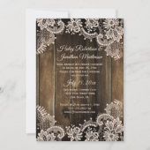 Nur rustikale Spitzen- und Stallholz-Empfang Einladung (Vorderseite)