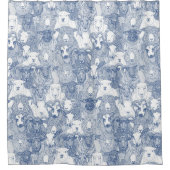 nur Schaf klassisch blau weiß Duschvorhang (Vorderseite)