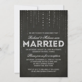 Nur Schwarz-Silber-Glitzer-Hochzeitsempfang Einladung