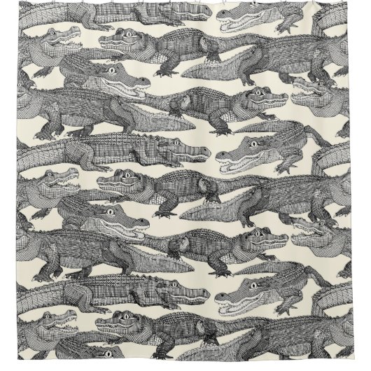 Nur schwarze Alligatoren Duschvorhang (Vorderseite)