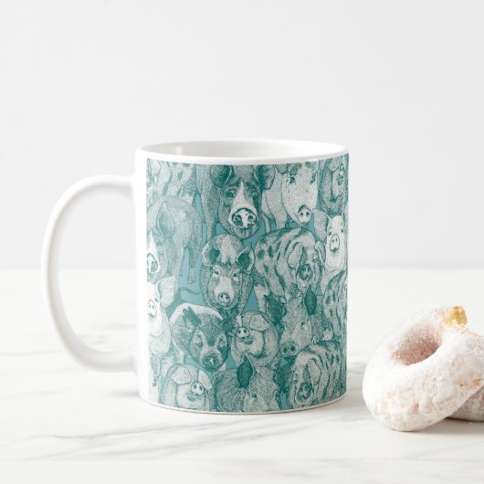 nur Schweine Viridian Türkis Kaffeetasse (Mit Donut)