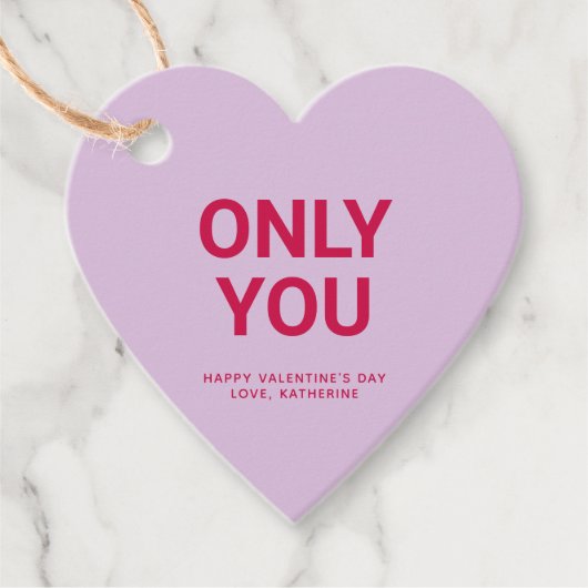 Nur Sie lila Herz niedlich Valentinstag Brauch Geschenkanhänger (Vorderseite)