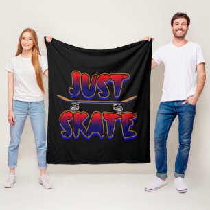 Nur Skate Skateboard Red Blue Skateboarder Fleecedecke
