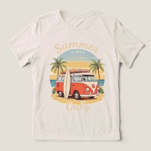 Nur Sommerwoben - Retro Van Beach Szene Tri-Blend Shirt (Design Vorderseite)
