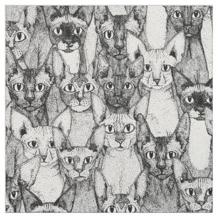nur Sphyx-Katzen Schwarz-weiß Stoff
