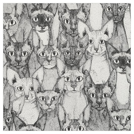 nur Sphyx-Katzen Schwarz-weiß Stoff (Muster)