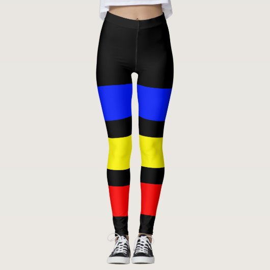 NUR STREIFEN - königsblau, Zitronengelb, feuerrot Leggings (Vorderseite)