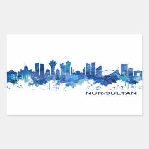 Nur-Sultan Kazakhstan Skyline Blue Rechteckiger Aufkleber