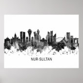 Nur-Sultan Kazakhstan Skyline BW Poster (Vorne)