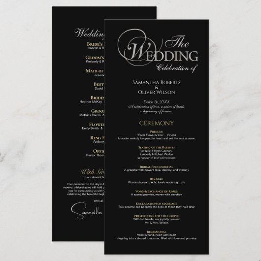 Nur Text-Minimal-Hochzeitsprogramm Programm (Vorne/Hinten)