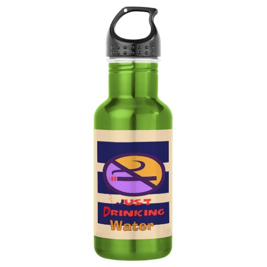 Nur Trinkwasser Grün Edelstahlflasche (Vorderseite)