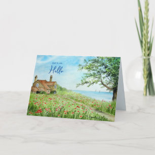Nur um zu sagen, Hallo Poppy Field Aquarellmalerei Karte