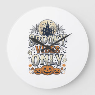 Nur unheimliche Stimmung Halloween-Geist-Kürbis-De Große Wanduhr