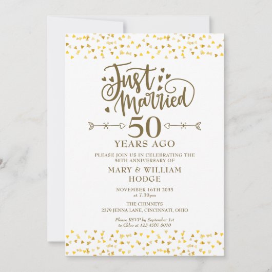 Nur verheiratet 50. Hochzeitstag Einladung (Vorderseite)