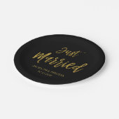 Nur verheiratet Black and Gold Foil Paper Teller (Schrägansicht)