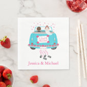 Nur verheiratet Blue Turquoise & Pink Wedding Car Serviette (Beispiel)