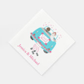Nur verheiratet Blue Turquoise & Pink Wedding Car Serviette (Ecke)