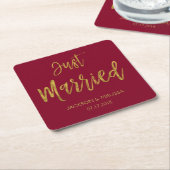 Nur verheiratet Burgund und Gold Foil Untersetzer (angewinkelt)
