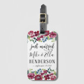 Nur verheiratet Burgundy Radiant Bloom Gepäckanhänger (Vorderseite Vertikal)