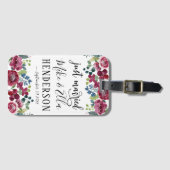 Nur verheiratet Burgundy Radiant Bloom Gepäckanhänger (Vorderseite (Horizontal))