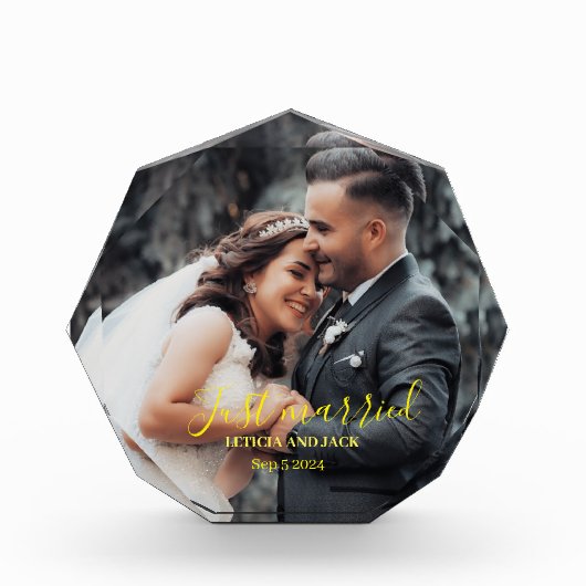 Nur verheiratet Celebrate Liebe mit personalisiert Fotoblock (Vorderseite)