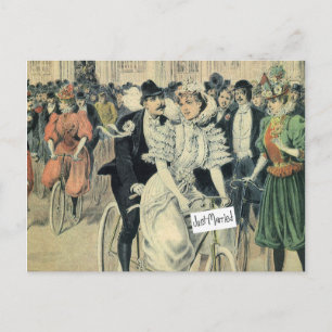 Nur verheiratet Fahrrad fahren Ankündigungspostkarte