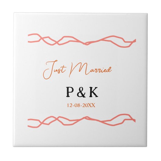 Nur verheiratet fügen Sie ein Paar Namen Datum rot Fliese (Vorderseite)