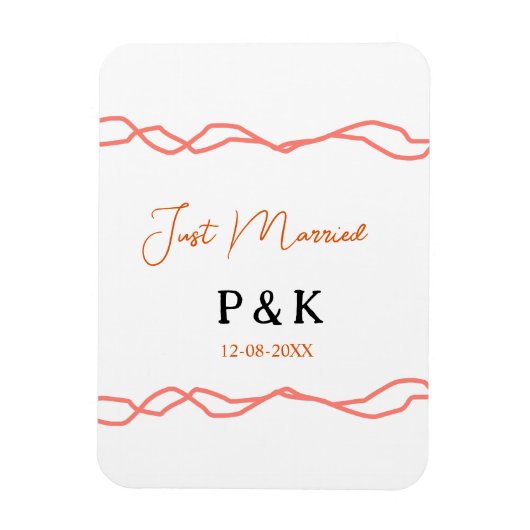 Nur verheiratet fügen Sie ein Paar Namen Datum rot Magnet (Vertikal)