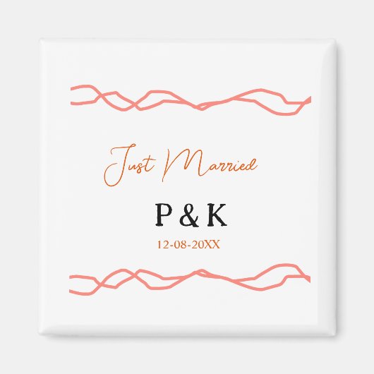 Nur verheiratet fügen Sie ein Paar Namen Datum rot Magnet (Vorne)