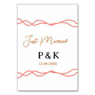 Nur verheiratet fügen Sie ein Paar Namen Datum rot Tischnummer