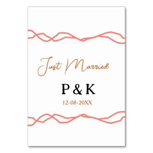 Nur verheiratet fügen Sie ein Paar Namen Datum rot Tischnummer (Vorderseite)