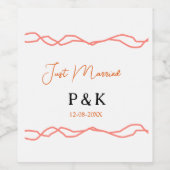 Nur verheiratet fügen Sie ein Paar Namen Datum rot Weinetikett (Einzelnes Label)