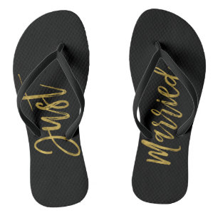 Nur verheiratet Gold Foil Brille Flip Flops Badesandalen