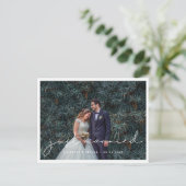 Nur verheiratet handgeschriebenes minimalistisches postkarte (Stehend Vorderseite)