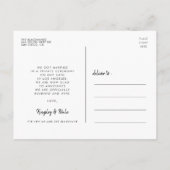 Nur verheiratet handgeschriebenes minimalistisches postkarte (Rückseite)