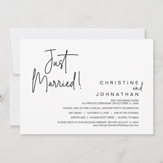 Nur verheiratet, Hochzeitsessen Party Einladung (Vorderseite)